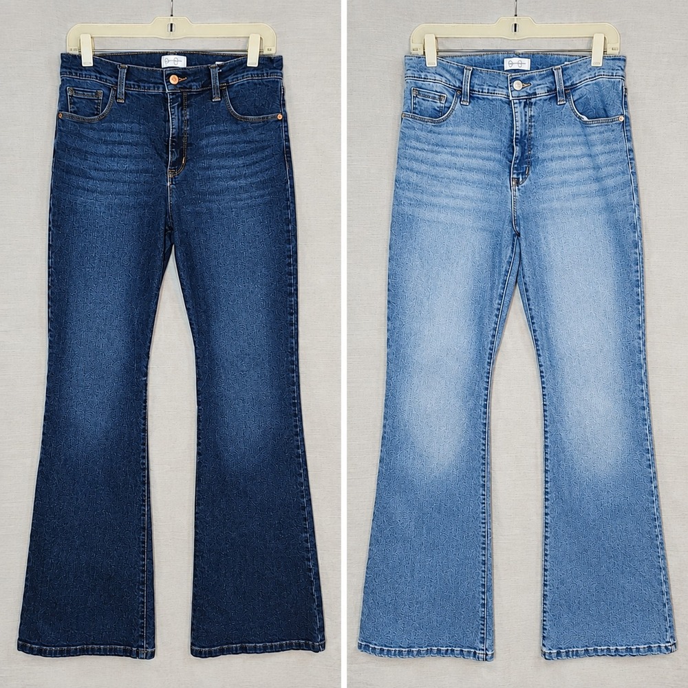 Lot of 2 JESSICA SIMPSON High Rise Flare Jeans Size 10 Light Dark Wash Denim EUC